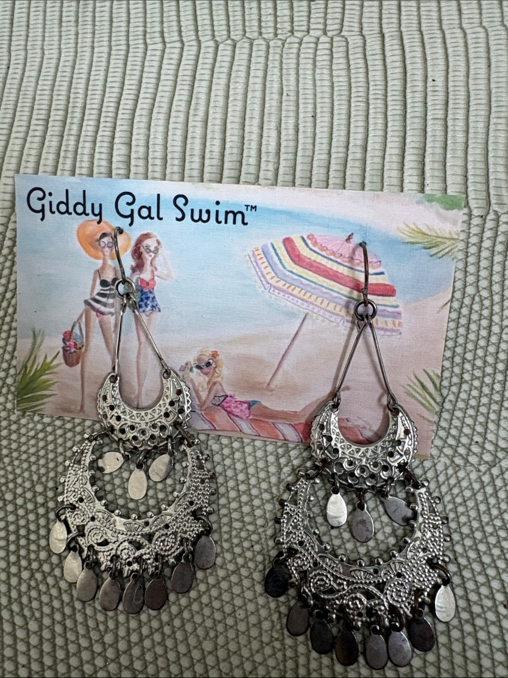 Silver Boho Chandbali Dangle Earrings
